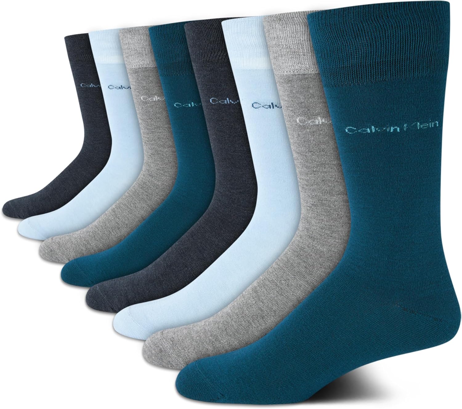 Мужские носки Calvin Klein под наряд - 8 пар дышащих рабочих носков из хлопковой смеси для мужчин, для повседневного делового и официального ношения, Teal/Grey/Blue
Мужские носки Calvin Klein под наряд - 8 пар дышащих рабочих носков из хлопковой смеси для мужчин, для повседневного делового и официального ношения, Teal/Grey/Blue