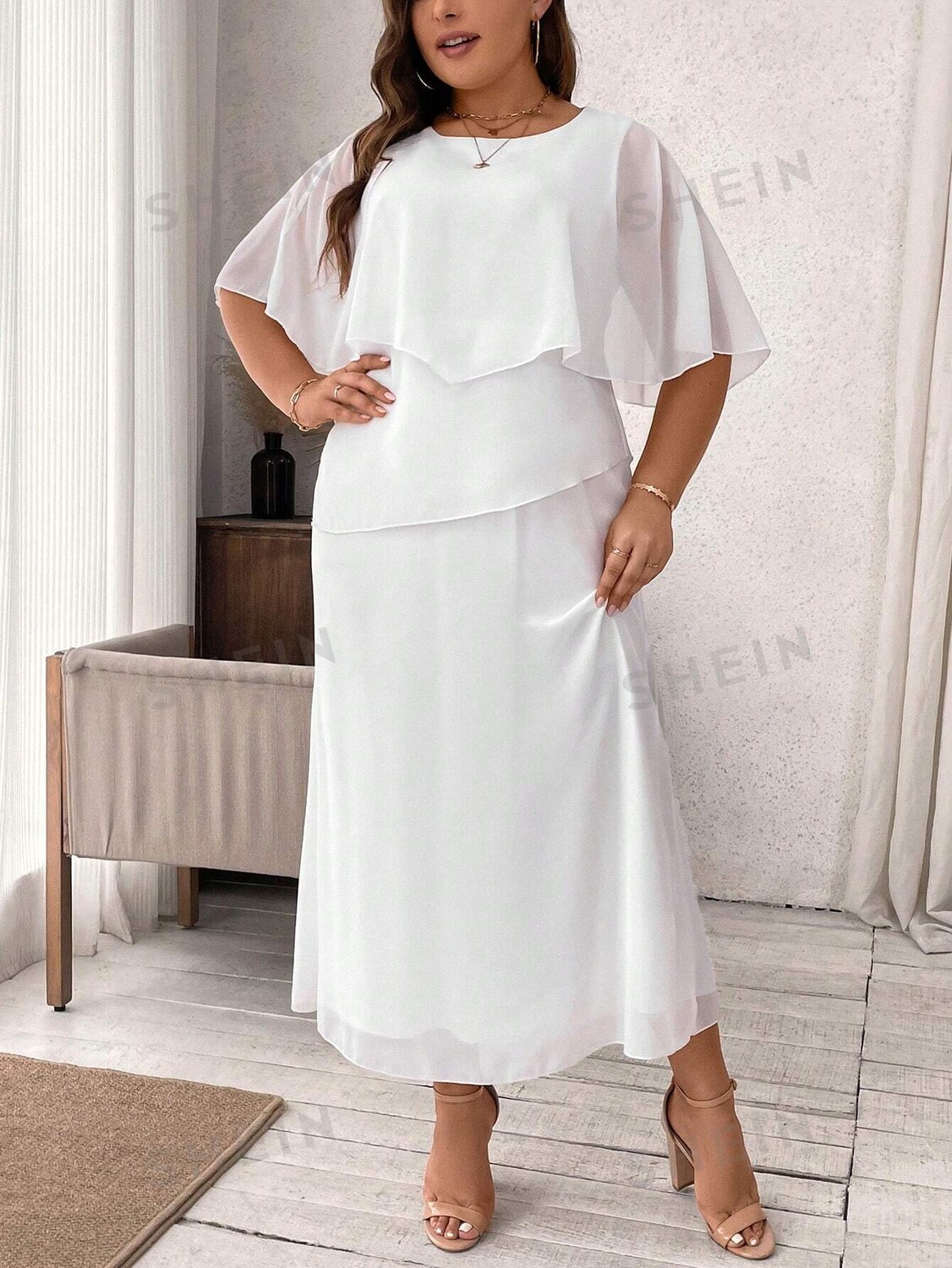 Clasi Повседневное Длинное летнее платье сплошного цвета размера плюс Shein, белый
Clasi Повседневное Длинное летнее платье сплошного цвета размера плюс Shein, белый