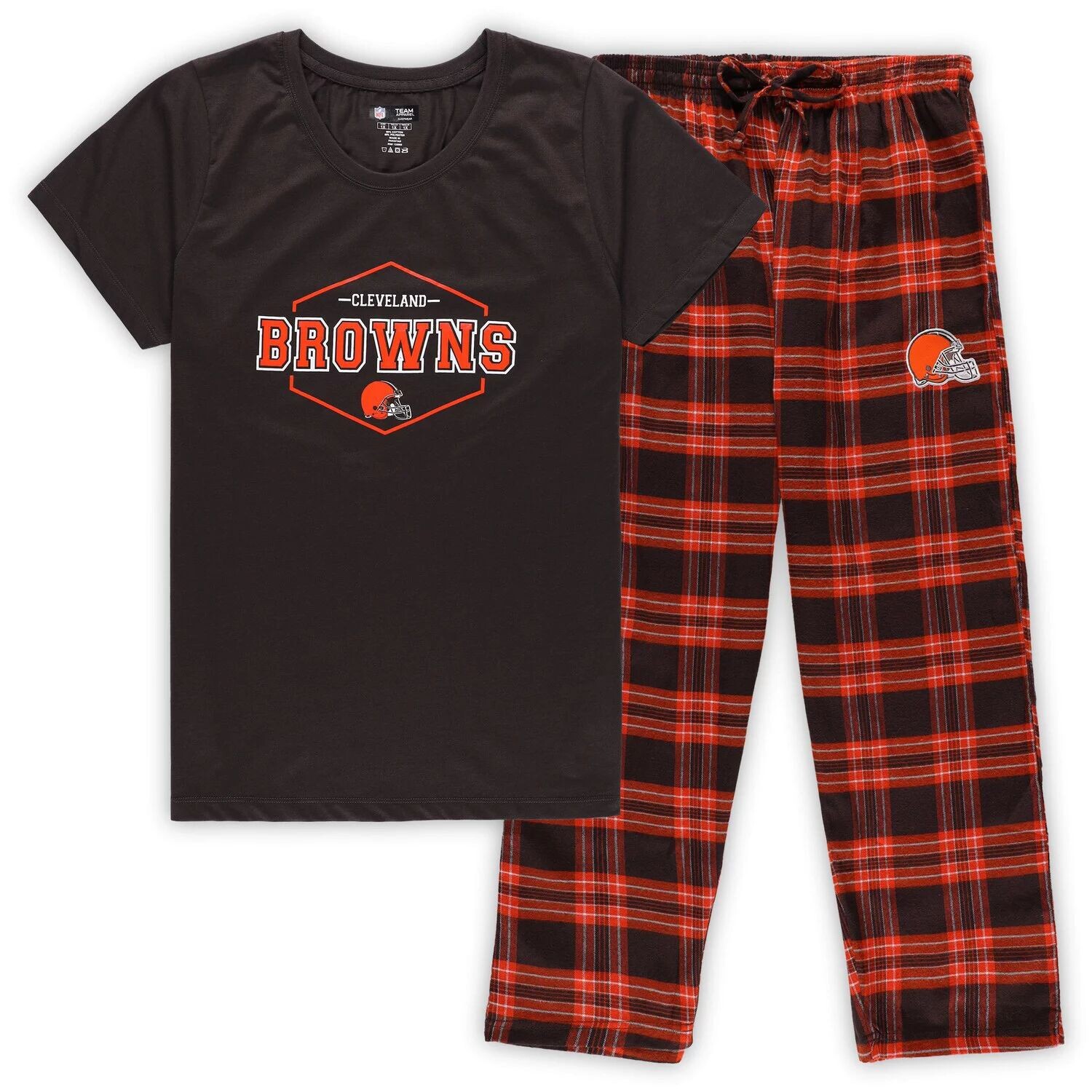 Женский спортивный коричневый/оранжевый комплект Cleveland Browns со значком большого размера, футболка и брюки для сна
Женский спортивный коричневый/оранжевый комплект Cleveland Browns со значком большого размера, футболка и брюки для сна