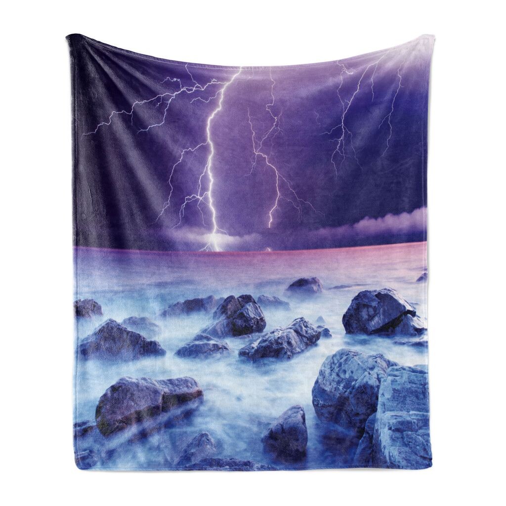 ABAKUHAUS Storm Мягкое фланелевое флисовое одеяло, Stormy Sky Ocean Rocks Night, уютный плюш для использования в помещении и на улице, 125 x 175 см, фиолетовый и индиго
ABAKUHAUS Storm Мягкое фланелевое флисовое одеяло, Stormy Sky Ocean Rocks Night, уютный плюш для использования в помещении и на улице, 125 x 175 см, фиолетовый и индиго
