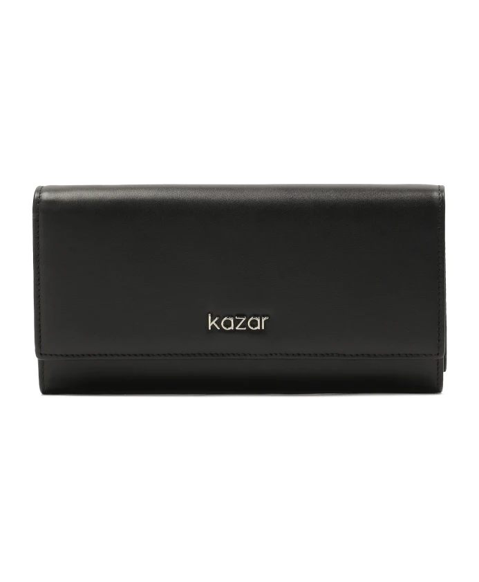 Прямоугольный кожаный кошелек с серебряными деталями. Kazar, черный
Прямоугольный кожаный кошелек с серебряными деталями. Kazar, черный