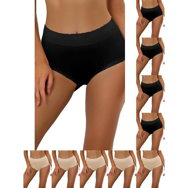 10 упаковок женского хлопкового белья с высокой талией, кружевной отделкой, эффектом контроля живота и полным покрытием Inspire Chic, Black Beige
10 упаковок женского хлопкового белья с высокой талией, кружевной отделкой, эффектом контроля живота и полным покрытием Inspire Chic, Black Beige