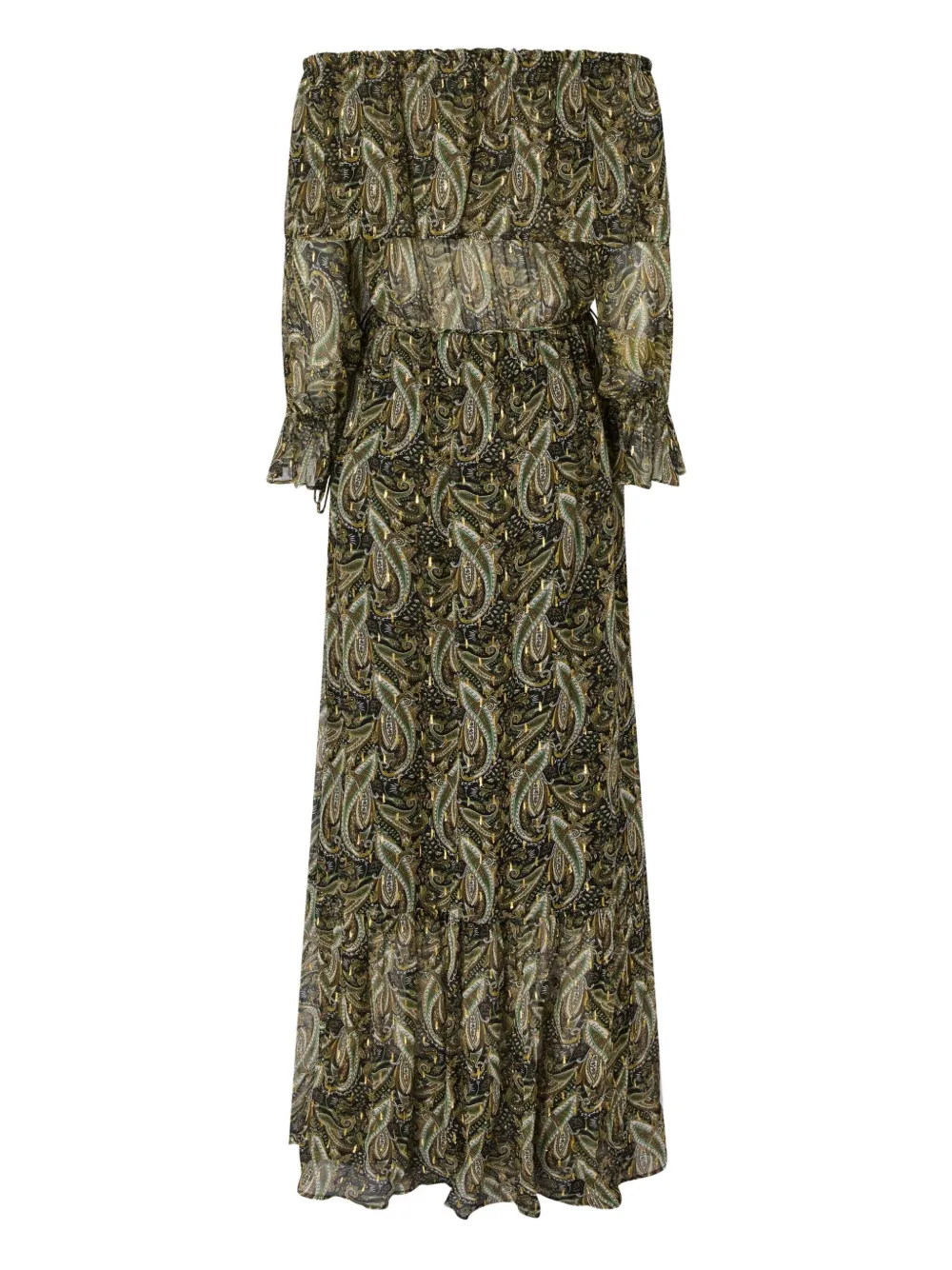 Платье макси с открытыми плечами и принтом пейсли PINKO, зеленый
Платье макси с открытыми плечами и принтом пейсли PINKO, зеленый