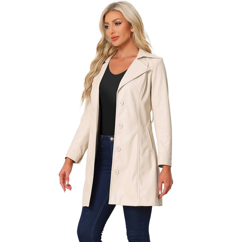 Женское пальто из искусственной кожи с зубчатым воротником и лацканами на пуговицах, верхняя одежда из искусственной кожи в стиле стимпанк ALLEGRA K, цвет Cream White, Белый, Женское пальто из искусственной кожи с зубчатым воротником и лацканами на пугови
Женское пальто из искусственной кожи с зубчатым воротником и лацканами на пуговицах, верхняя одежда из искусственной кожи в стиле стимпанк ALLEGRA K, цвет Cream White, Белый, Женское пальто из искусственной кожи с зубчатым воротником и лацканами на пугови