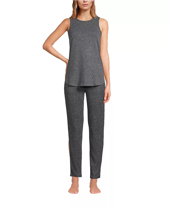 Женский уютный пижамный комплект из 3 предметов: халат и брюки Lands' End, серый 
Женский уютный пижамный комплект из 3 предметов: халат и брюки Lands' End, серый