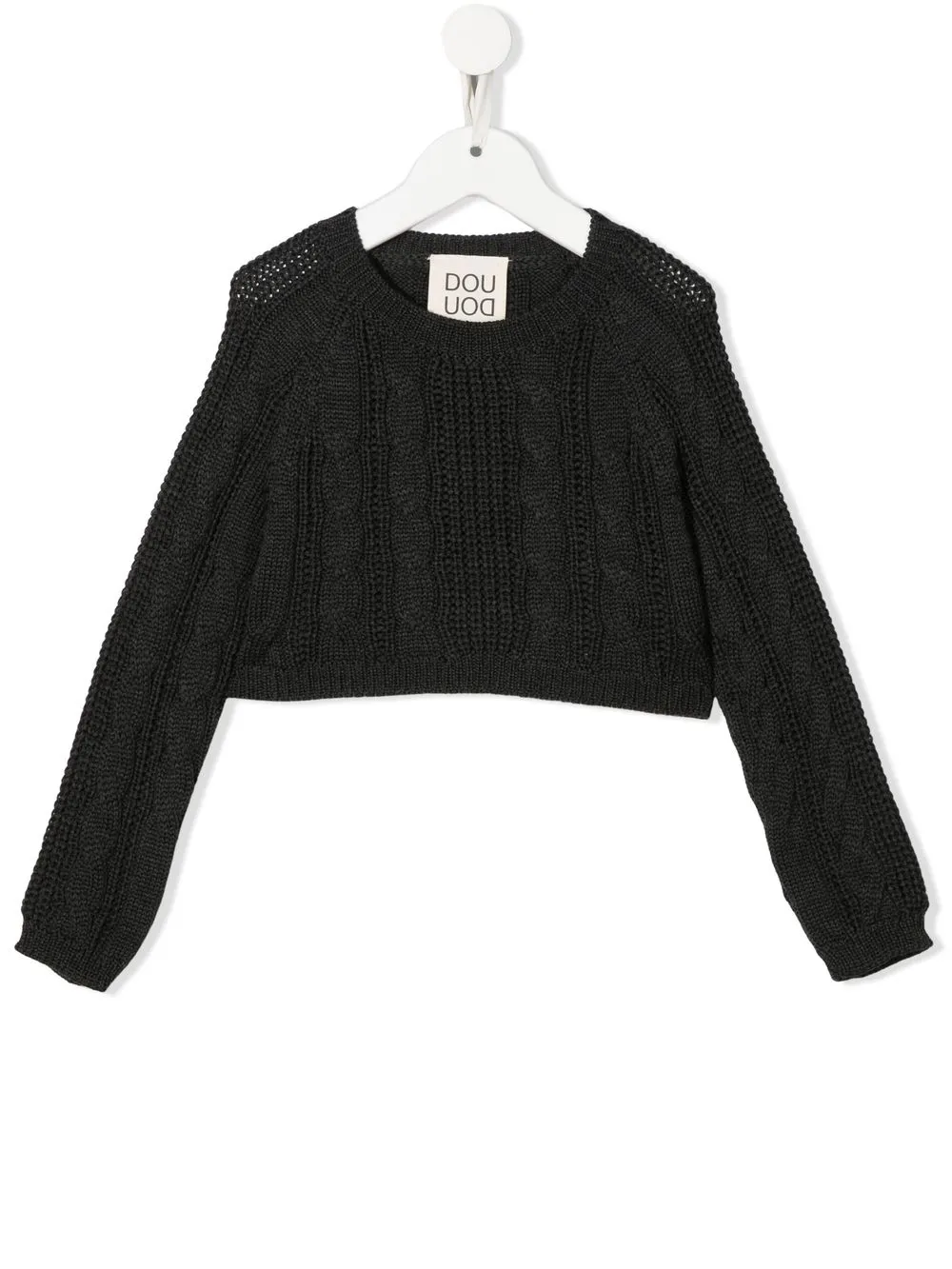 Шерстяной джемпер фактурной вязки Douuod Kids, серый 
Шерстяной джемпер фактурной вязки Douuod Kids, серый