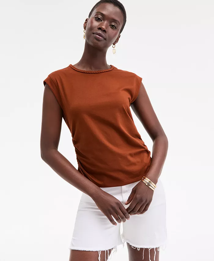 Женская футболка с плетеным воротником-гольф On 34th, коричневый
Женская футболка с плетеным воротником-гольф On 34th, коричневый