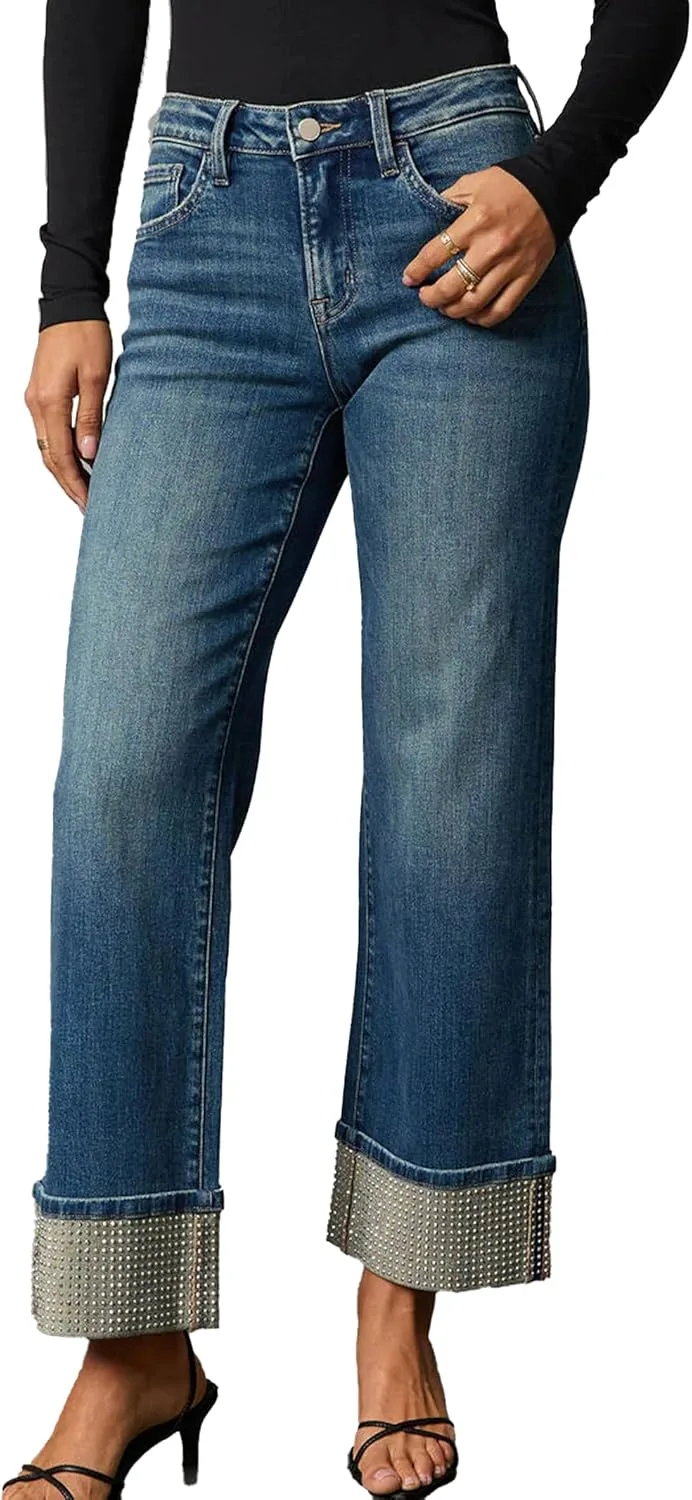 Женские джинсы с пайетками и манжетами, высокие, прямые, с эффектом блеска Xadsfeel
Женские джинсы с пайетками и манжетами, высокие, прямые, с эффектом блеска Xadsfeel