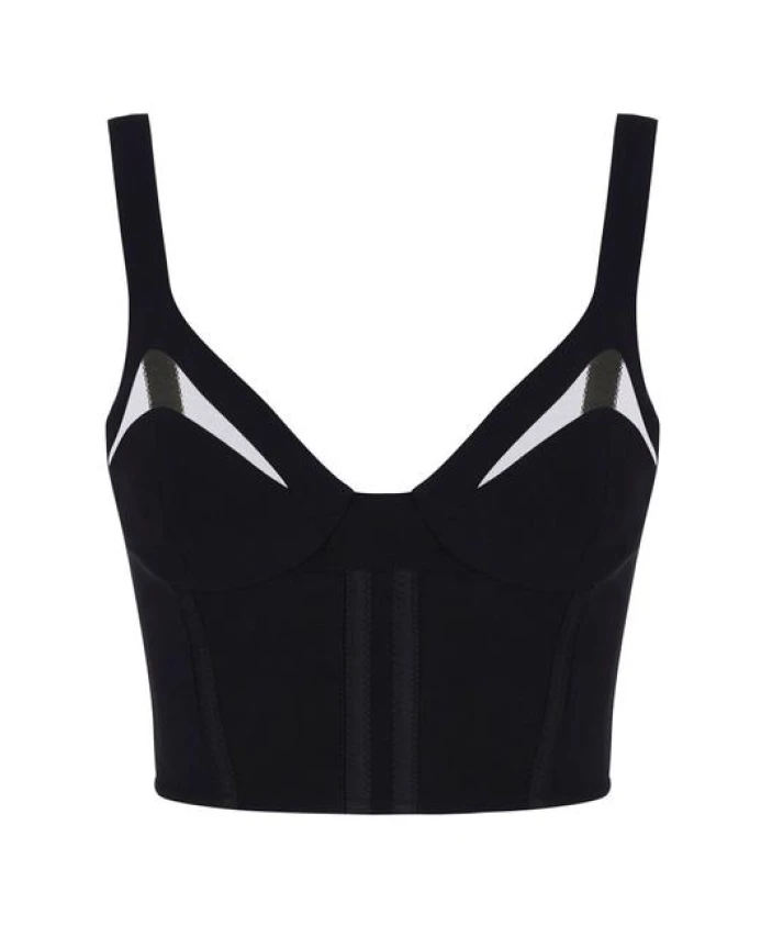 Легкий креповый топ с тюлем Elisabetta Franchi, черный
Легкий креповый топ с тюлем Elisabetta Franchi, черный