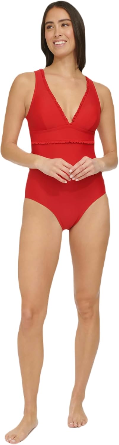 Женский повседневный слитный купальник Tommy Hilfiger с микрооборками через плечо, Scarlet
Женский повседневный слитный купальник Tommy Hilfiger с микрооборками через плечо, Scarlet