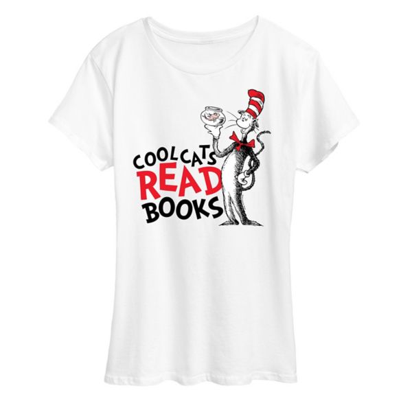 Женская футболка с графическим принтом «Крутые коты Доктора Сьюза» Licensed Character, белый 
Женская футболка с графическим принтом «Крутые коты Доктора Сьюза» Licensed Character, белый
