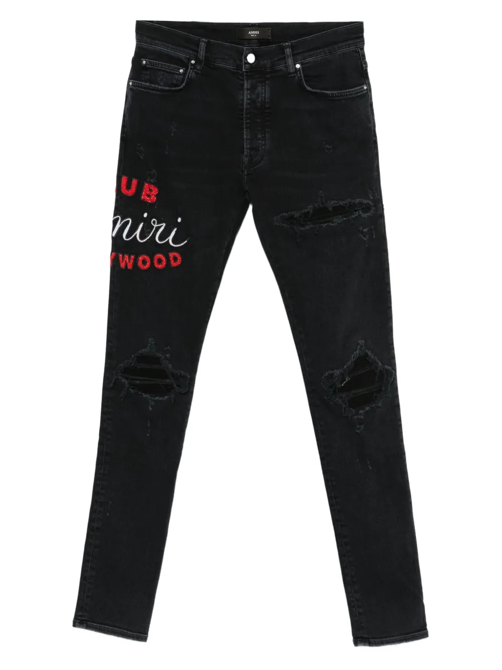 Джинсы с вышивкой и эффектом потертости Amiri, черный
Джинсы с вышивкой и эффектом потертости Amiri, черный