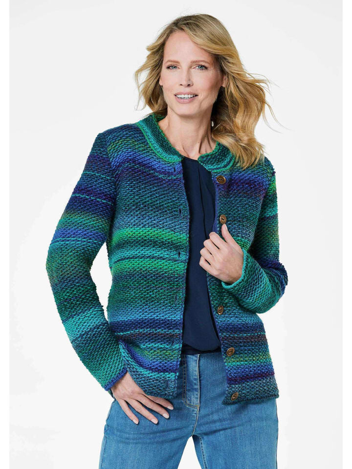 Кардиган GOLDNER Strickjacke, цвет blau/grün/gemustert 
Кардиган GOLDNER Strickjacke, цвет blau/grün/gemustert