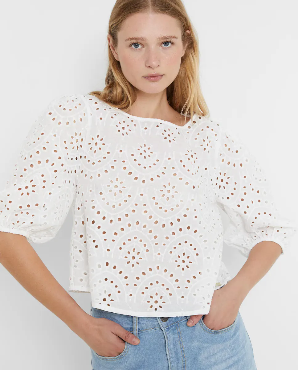 Женская блузка из хлопка с перфорацией Trucco, белый
Женская блузка из хлопка с перфорацией Trucco, белый