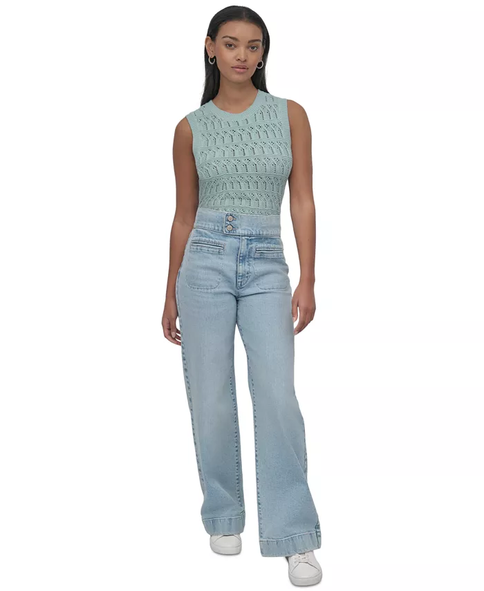 Женские джинсы с высокой посадкой, широкие в бедрах и расклешенные к низу, с поясом на застежке DKNY Jeans, синий
Женские джинсы с высокой посадкой, широкие в бедрах и расклешенные к низу, с поясом на застежке DKNY Jeans, синий