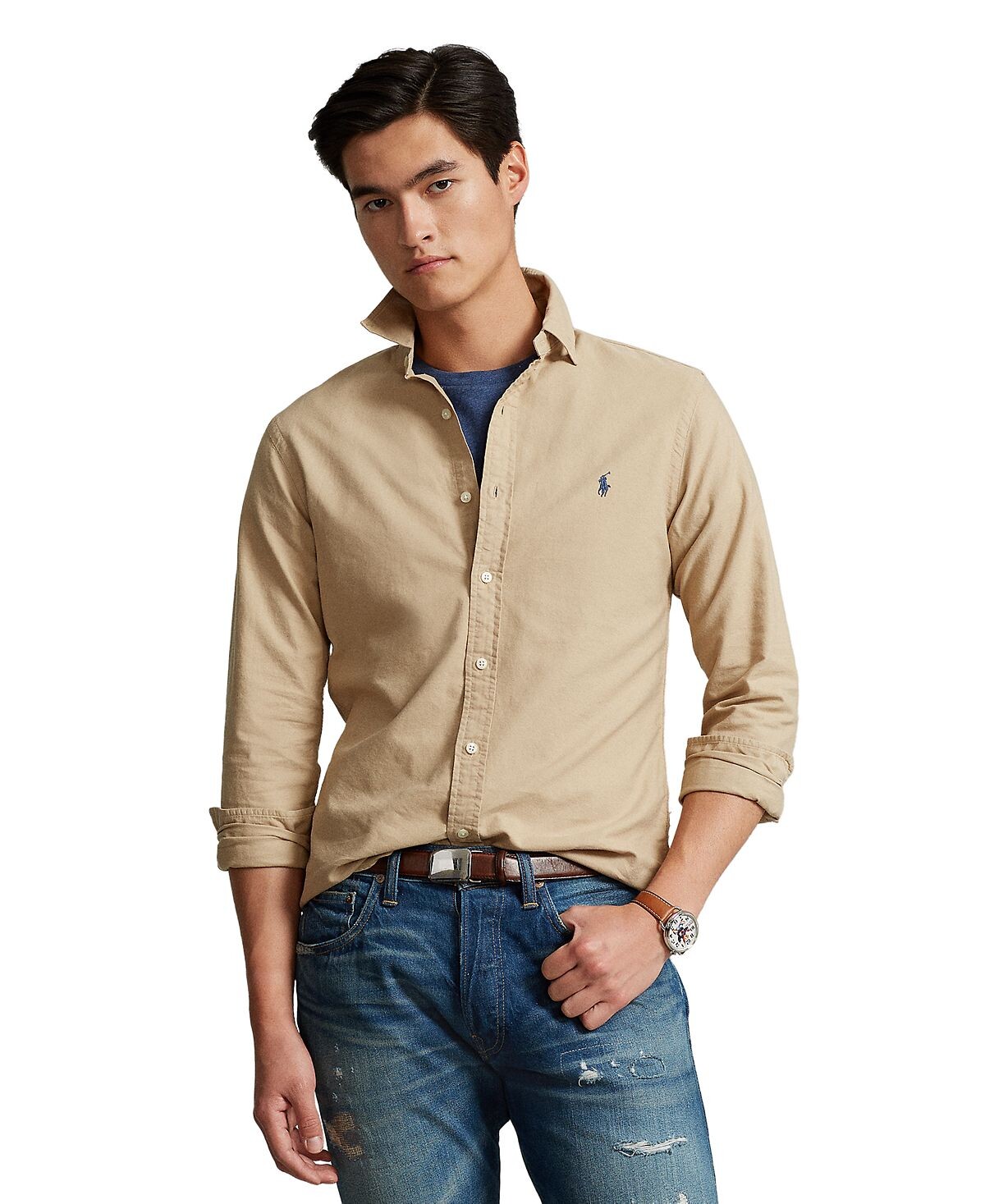 Мужская оксфордская рубашка, окрашенная в готовой одежде Polo Ralph Lauren
Мужская оксфордская рубашка, окрашенная в готовой одежде Polo Ralph Lauren