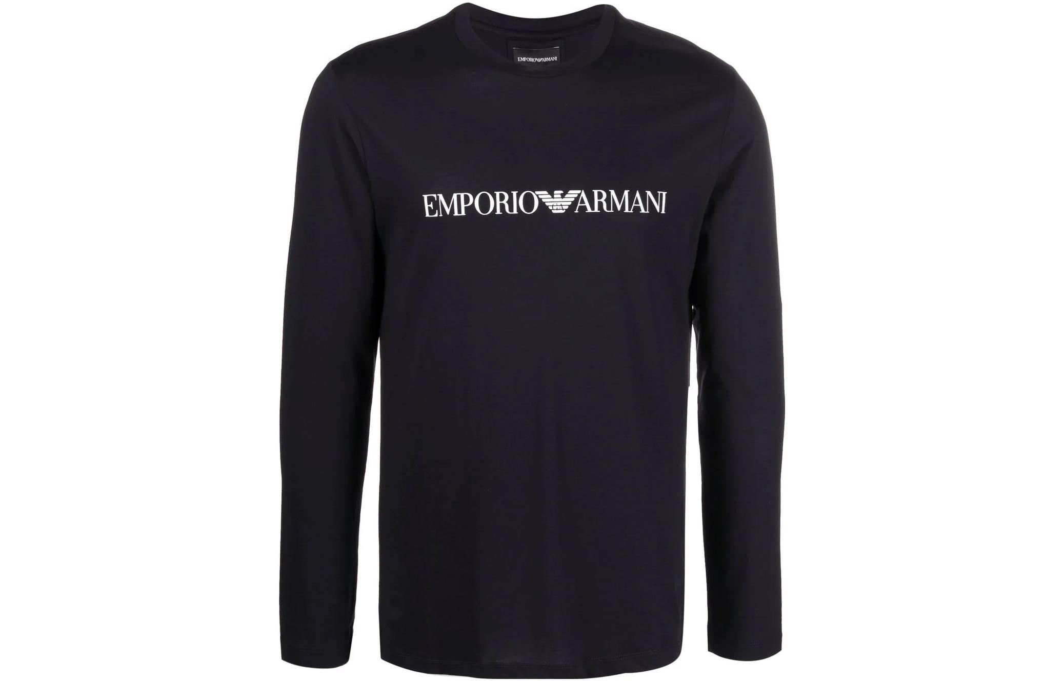 Футболка с логотипом EMPORIO ARMANI, синяя 
Футболка с логотипом EMPORIO ARMANI, синяя