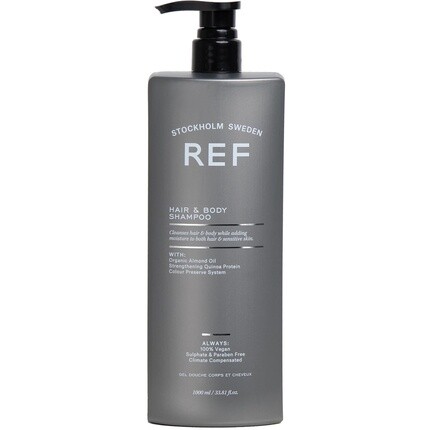 Ref Hair & Body Shampoo 1000 мл Увлажняющий шампунь и гель для душа для ежедневного использования
Ref Hair & Body Shampoo 1000 мл Увлажняющий шампунь и гель для душа для ежедневного использования