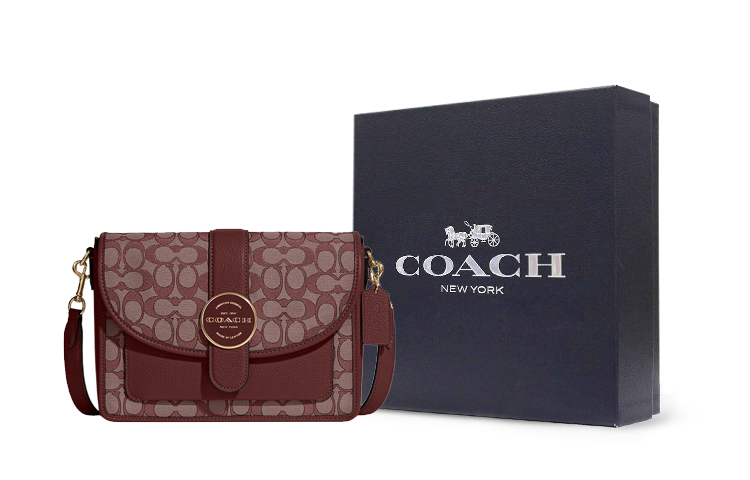 COACH Сумка через плечо Lonnie Jacquard Fabric с кожаной отделкой, средняя, женская, коричнево-красная
COACH Сумка через плечо Lonnie Jacquard Fabric с кожаной отделкой, средняя, женская, коричнево-красная