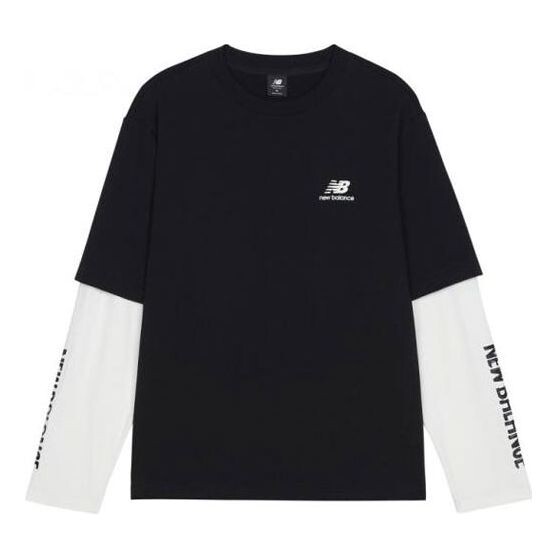 Футболка contrast color stitching knit round neck long sleeves black t-shirt New Balance, черный 
Футболка contrast color stitching knit round neck long sleeves black t-shirt New Balance, черный