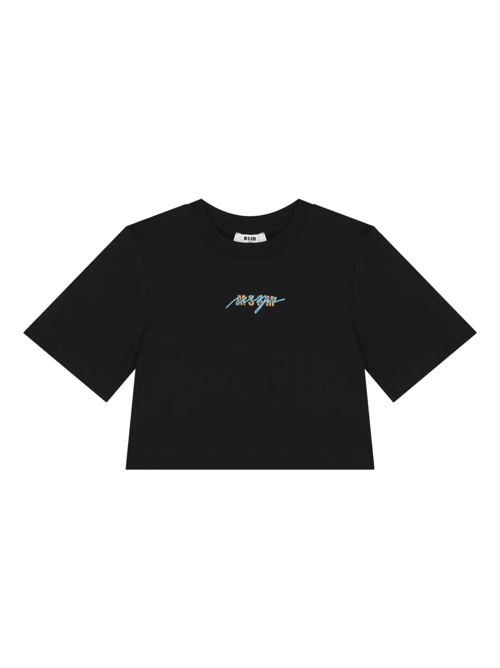 Укороченная футболка с логотипом MSGM Kids, черный 
Укороченная футболка с логотипом MSGM Kids, черный