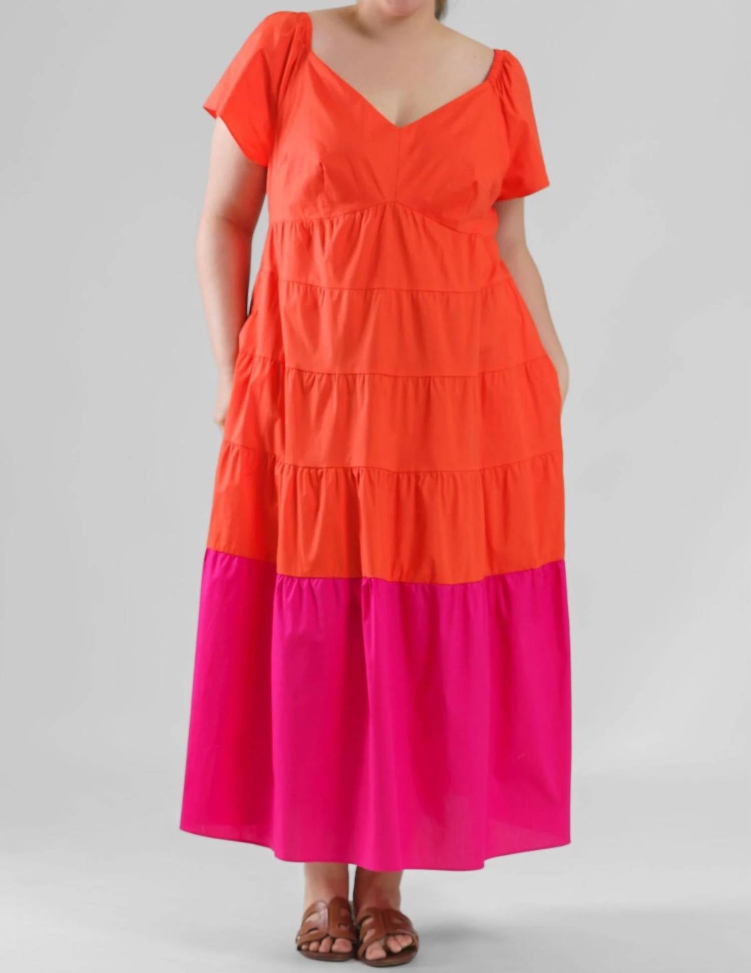 Платье из хлопкового поплина Donna Morgan, фуксия 
Платье из хлопкового поплина Donna Morgan, фуксия