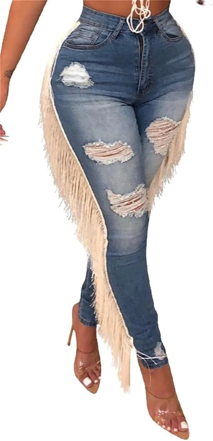 Женские джинсы Lucuna High Waisted с потертостями и бахромой
Женские джинсы Lucuna High Waisted с потертостями и бахромой