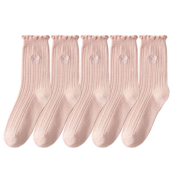 Женские летние ребристые носки с вышивкой бантиком casual 5pk Anna-Kaci, Pink
Женские летние ребристые носки с вышивкой бантиком casual 5pk Anna-Kaci, Pink