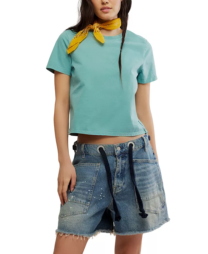 Женская повседневная хлопковая футболка Free People, синий
Женская повседневная хлопковая футболка Free People, синий