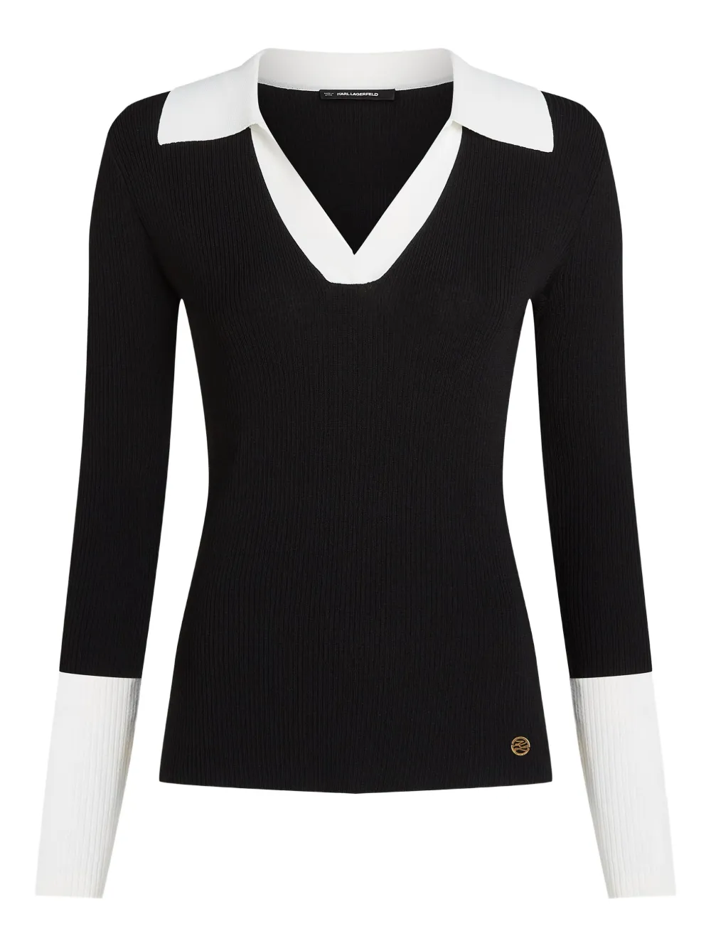 Топ в рубчик с контрастным воротником KARL LAGERFELD, черный
Топ в рубчик с контрастным воротником KARL LAGERFELD, черный