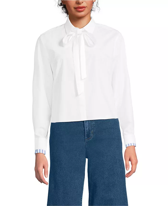 Женская рубашка Carefree из хлопка со съемным бантом Lands' End, белый
Женская рубашка Carefree из хлопка со съемным бантом Lands' End, белый