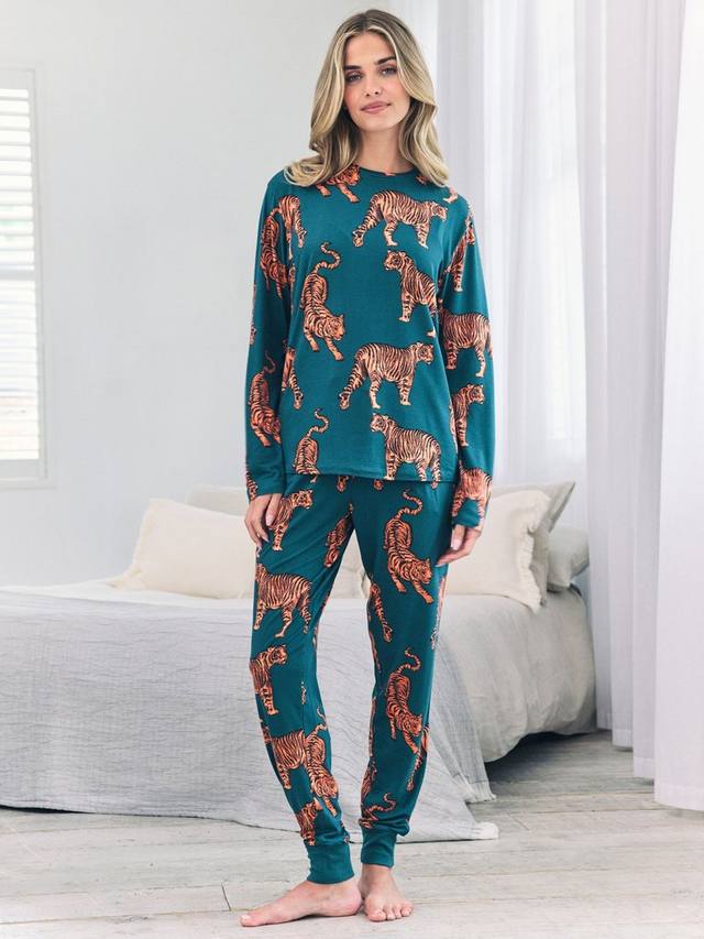 Пижамный комплект с тигровым принтом Chelsea Peers, Teal
Пижамный комплект с тигровым принтом Chelsea Peers, Teal