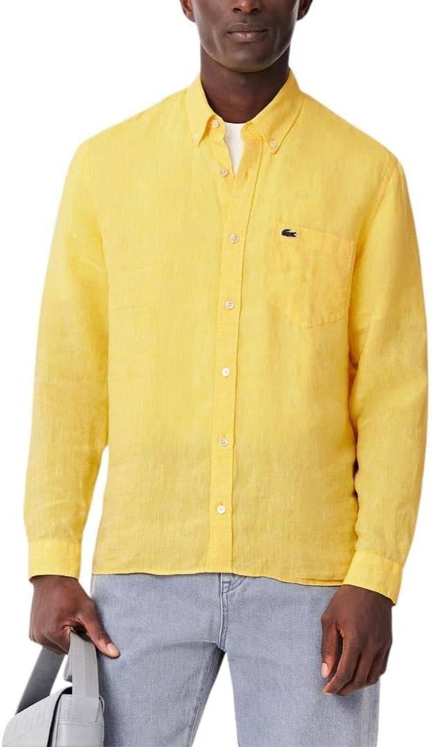 Lacoste мужская повседневная рубашка на пуговицах из льна Regular Fit, Yellow
Lacoste мужская повседневная рубашка на пуговицах из льна Regular Fit, Yellow