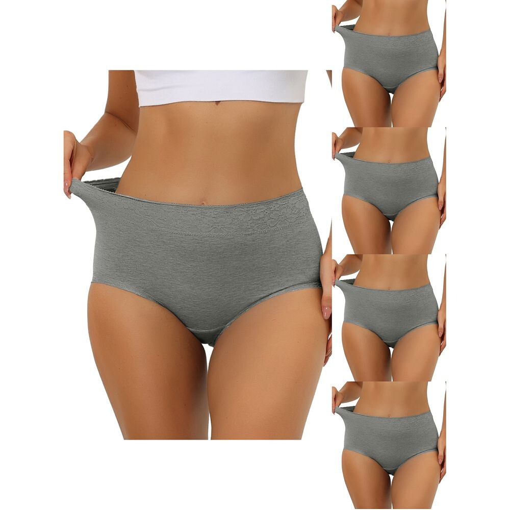 5 упаковок женского хлопкового нижнего белья с высокой посадкой и кружевной отделкой, трусики с полным покрытием для контроля живота ALLEGRA K, серый
5 упаковок женского хлопкового нижнего белья с высокой посадкой и кружевной отделкой, трусики с полным покрытием для контроля живота ALLEGRA K, серый