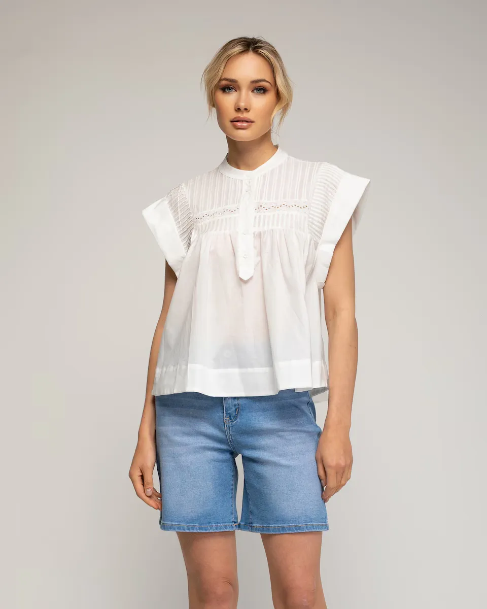 Женская хлопковая блуза со складками на груди Tantra, белый
Женская хлопковая блуза со складками на груди Tantra, белый