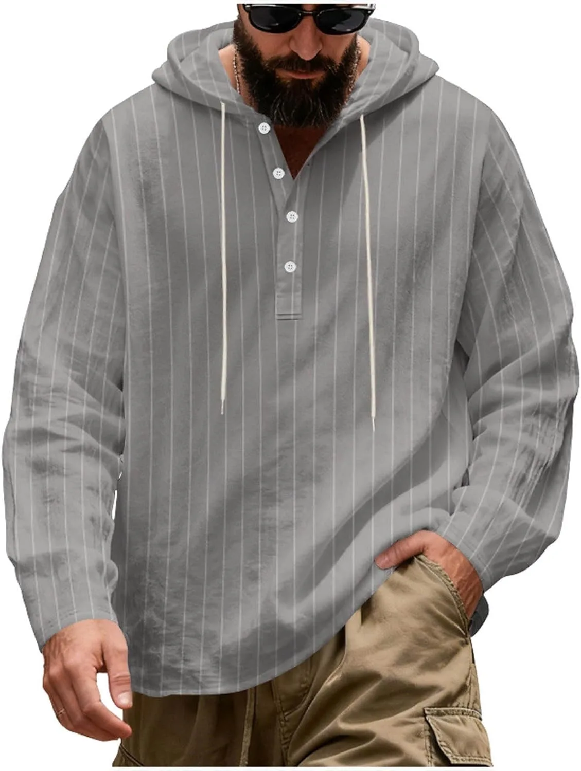 Летне-осенний лонгслив с капюшоном из льна в полоску, Regular Fit
Летне-осенний лонгслив с капюшоном из льна в полоску, Regular Fit