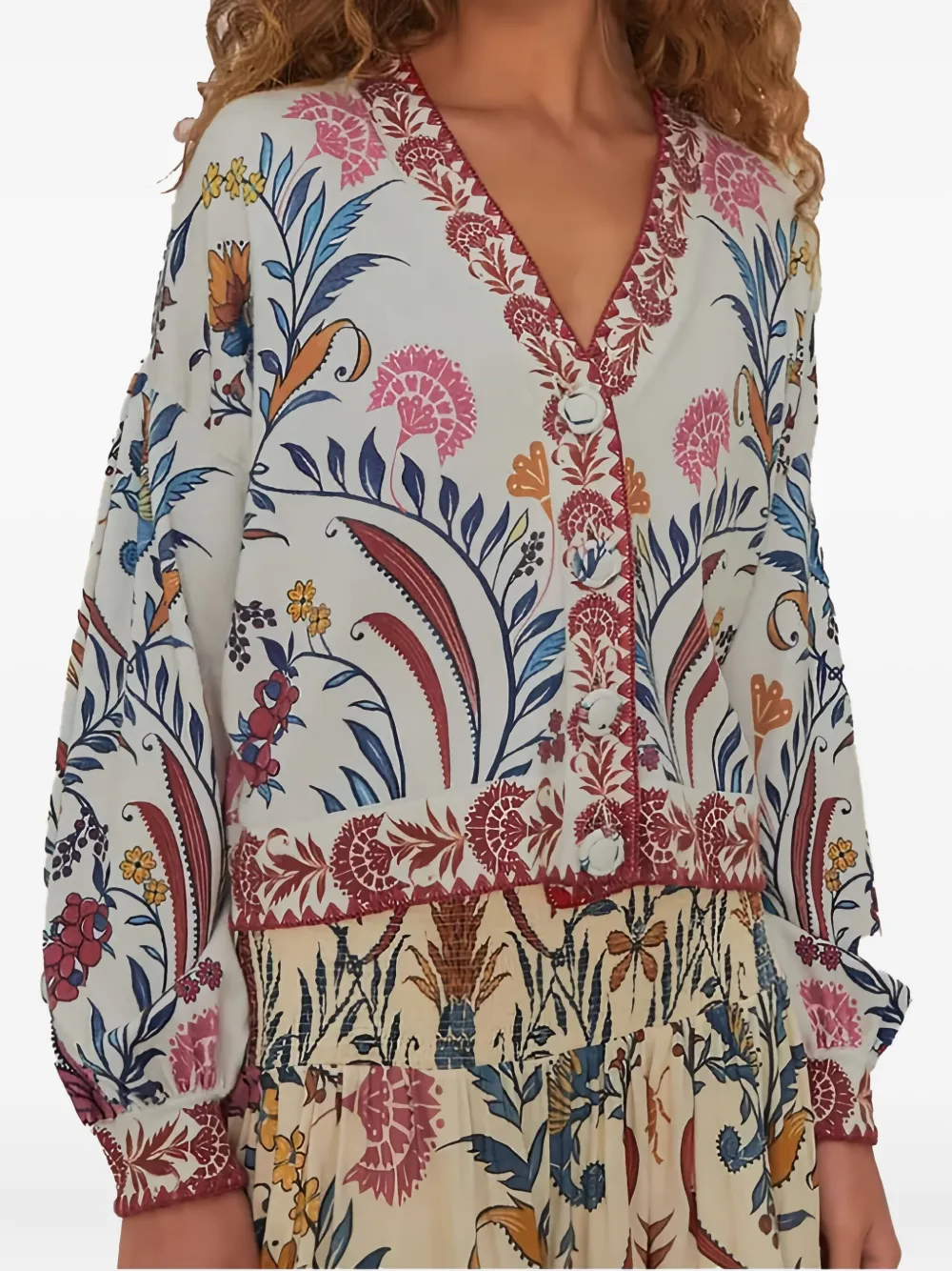 Кардиган с цветочным принтом FARM Rio, белый 
Кардиган с цветочным принтом FARM Rio, белый