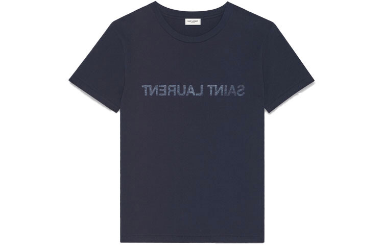 Темно-синяя футболка с обратным логотипом Saint Laurent, Темно-синий
Темно-синяя футболка с обратным логотипом Saint Laurent, Темно-синий