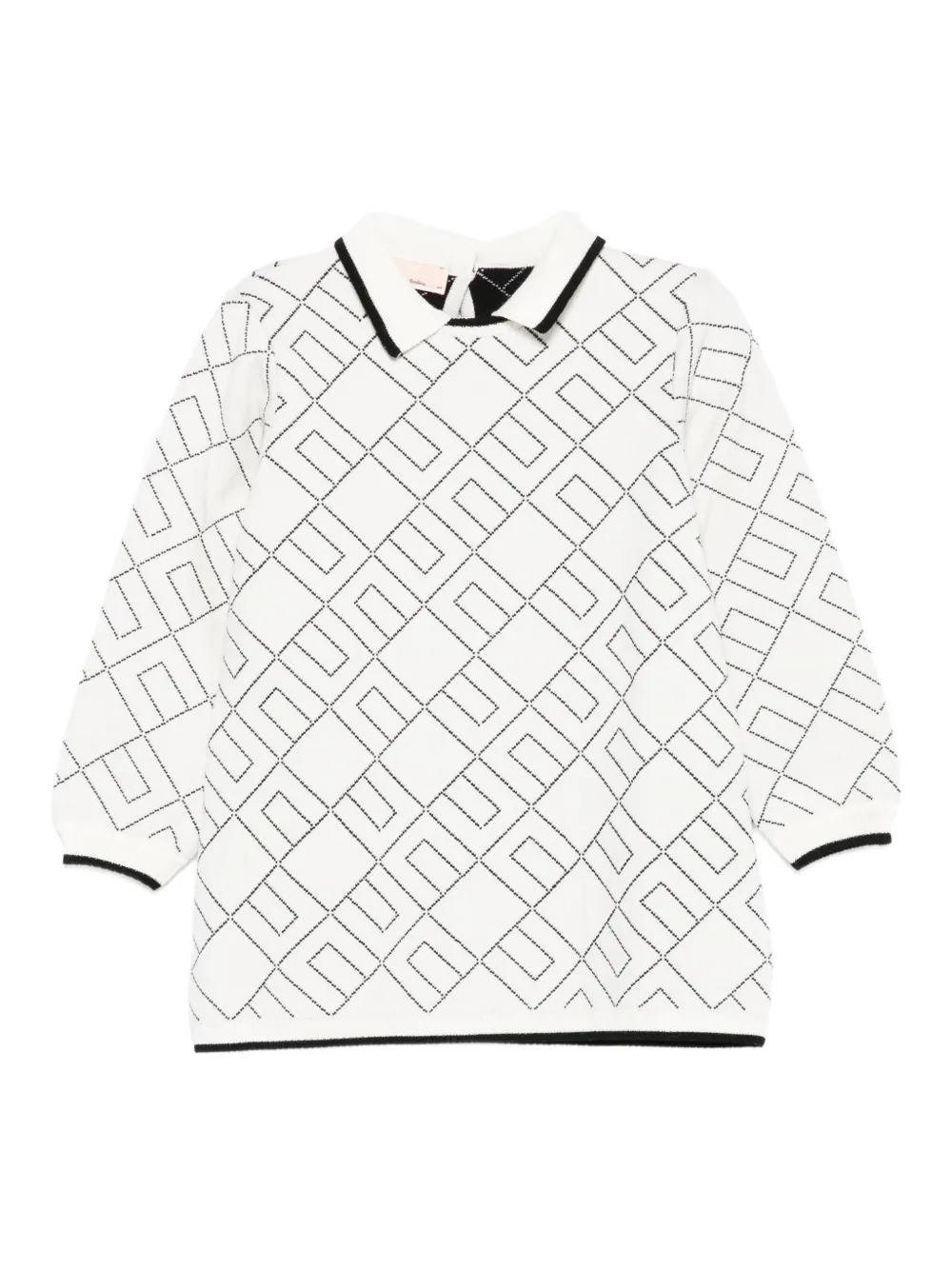 Платье с геометрическим узором Elisabetta Franchi La Mia Bambina, белый 
Платье с геометрическим узором Elisabetta Franchi La Mia Bambina, белый