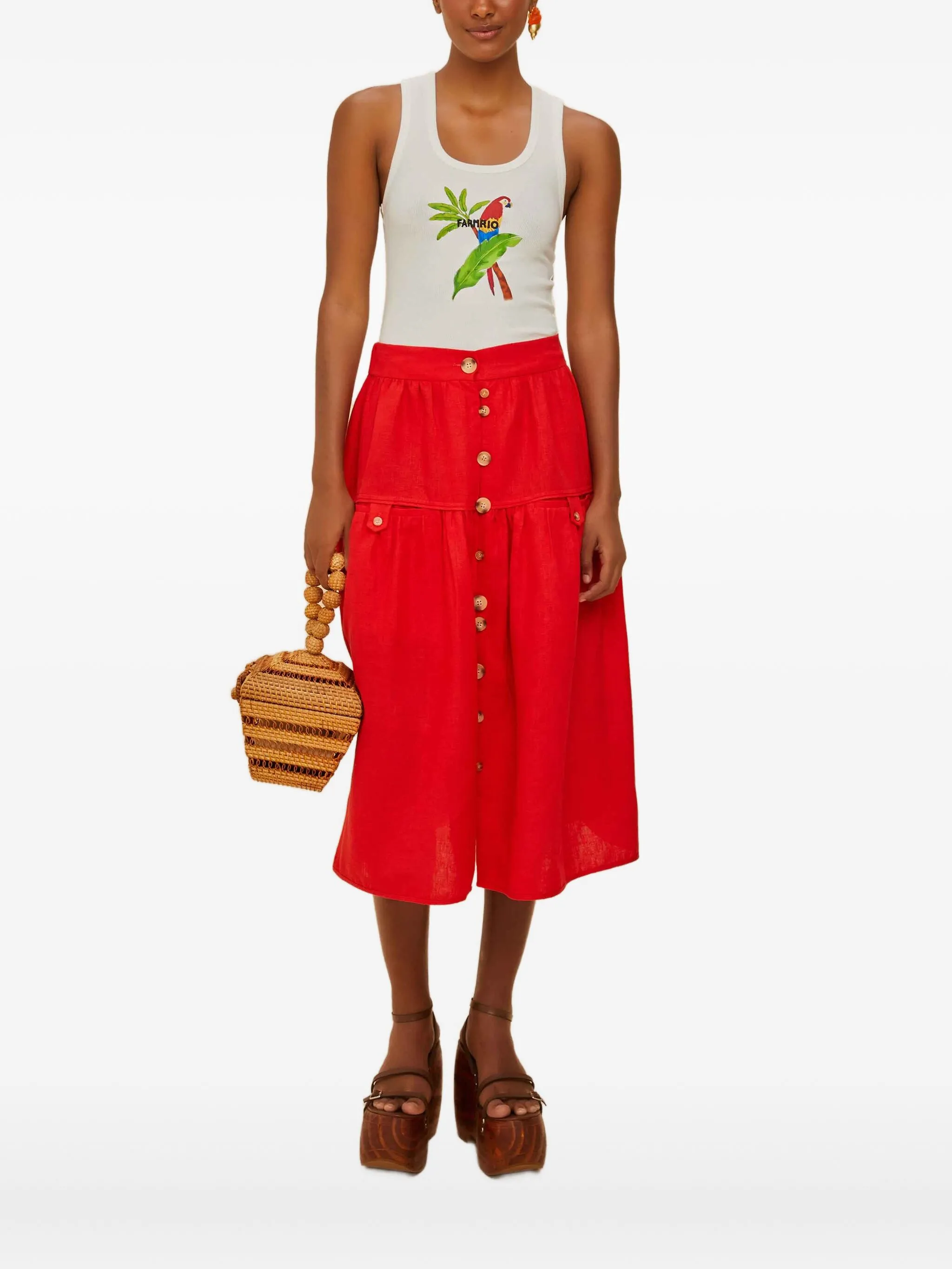 Майка с рисунком попугая Farm Rio, белый
Майка с рисунком попугая Farm Rio, белый