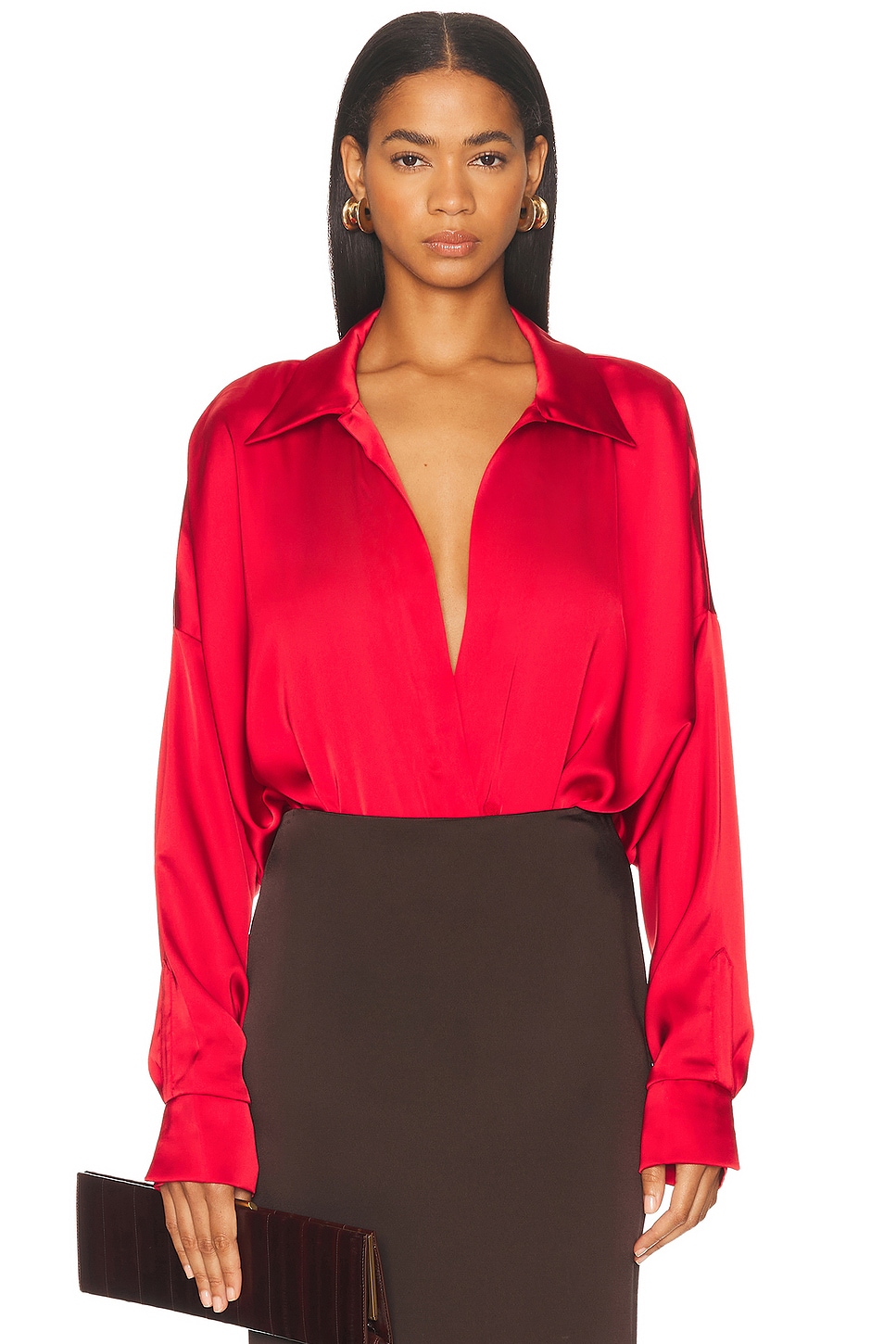 Супербольшая боди-рубашка в стиле бойфренд Norma Kamali, Tiger Red 
Супербольшая боди-рубашка в стиле бойфренд Norma Kamali, Tiger Red