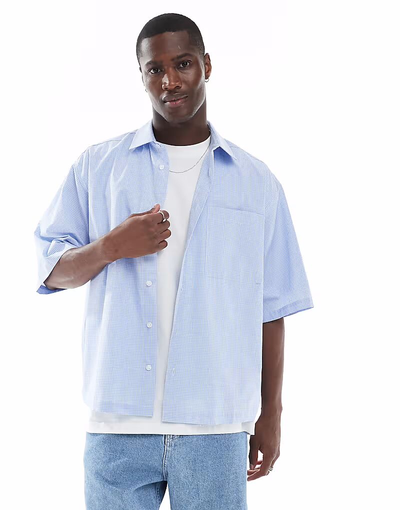 Рубашка свободного кроя ASOS DESIGN в синюю клетку
Рубашка свободного кроя ASOS DESIGN в синюю клетку