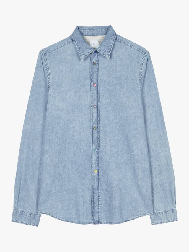 Хлопковая джимовая рубашка приталенного кроя Paul Smith, Blue
Хлопковая джимовая рубашка приталенного кроя Paul Smith, Blue