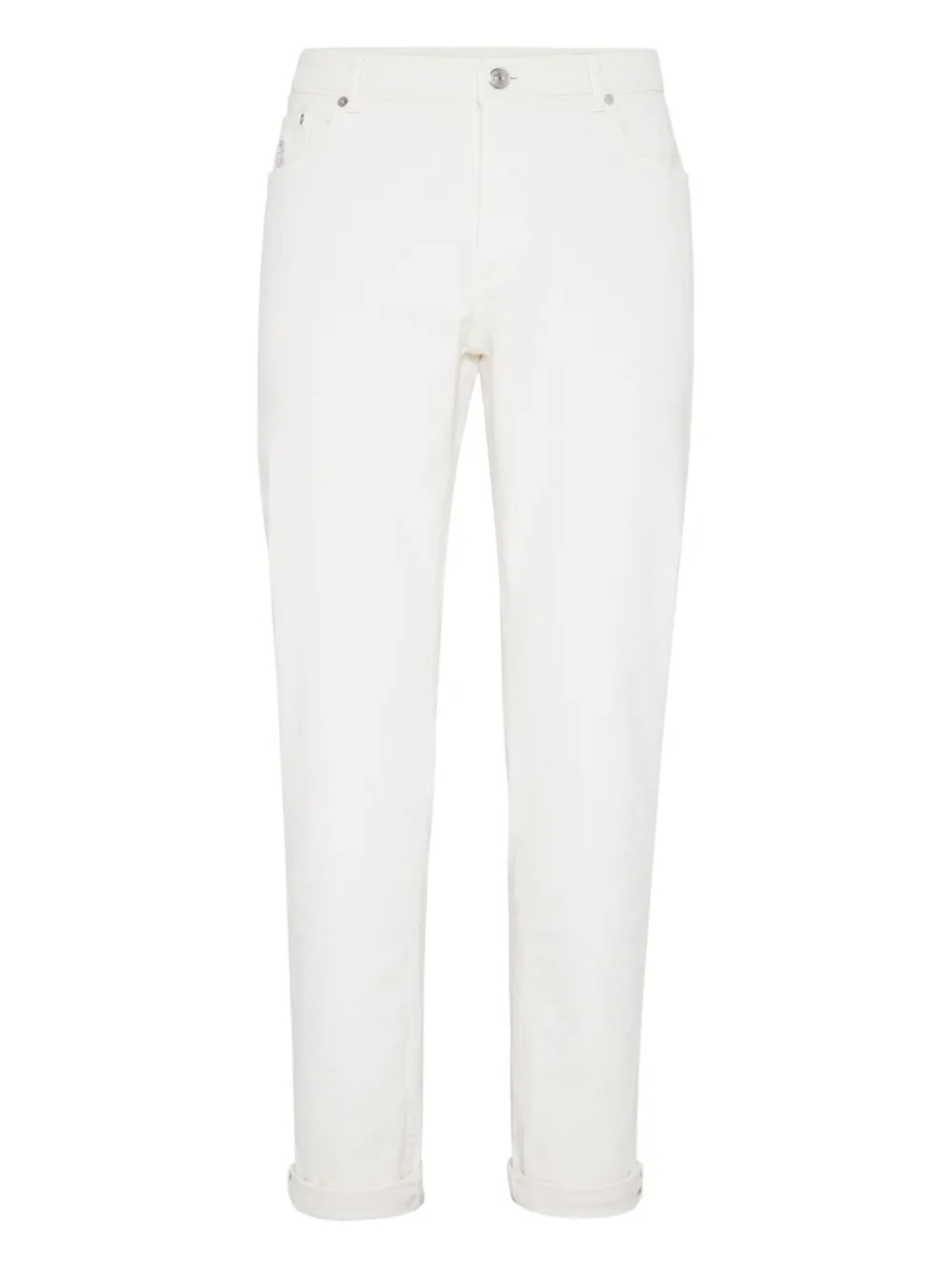 Brunello Cucinelli джинсы с нашивкой-логотипом, белый 
Brunello Cucinelli джинсы с нашивкой-логотипом, белый