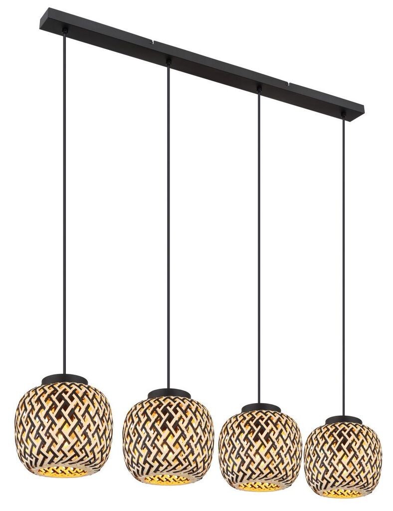 Подвесной светильник Globo Lighting металлический черный матовый, бамбук, натуральный цвет, черный, черный ПВХ-кабель, высоту можно укоротить, ДxШxВ: 1000x200x1200 мм, без 4x светодиодов E27 15 Вт 230 В.
Подвесной светильник Globo Lighting металлический черный матовый, бамбук, натуральный цвет, черный, черный ПВХ-кабель, высоту можно укоротить, ДxШxВ: 1000x200x1200 мм, без 4x светодиодов E27 15 Вт 230 В.