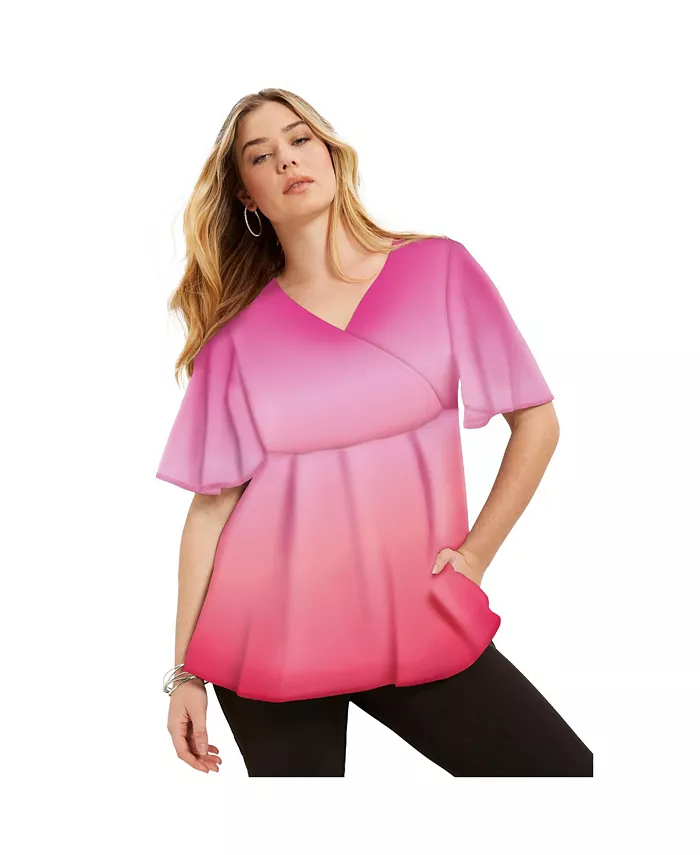 Женский топ больших размеров с имитацией запаха, облегающий и расклешенный June + Vie, мультиколор
Женский топ больших размеров с имитацией запаха, облегающий и расклешенный June + Vie, мультиколор