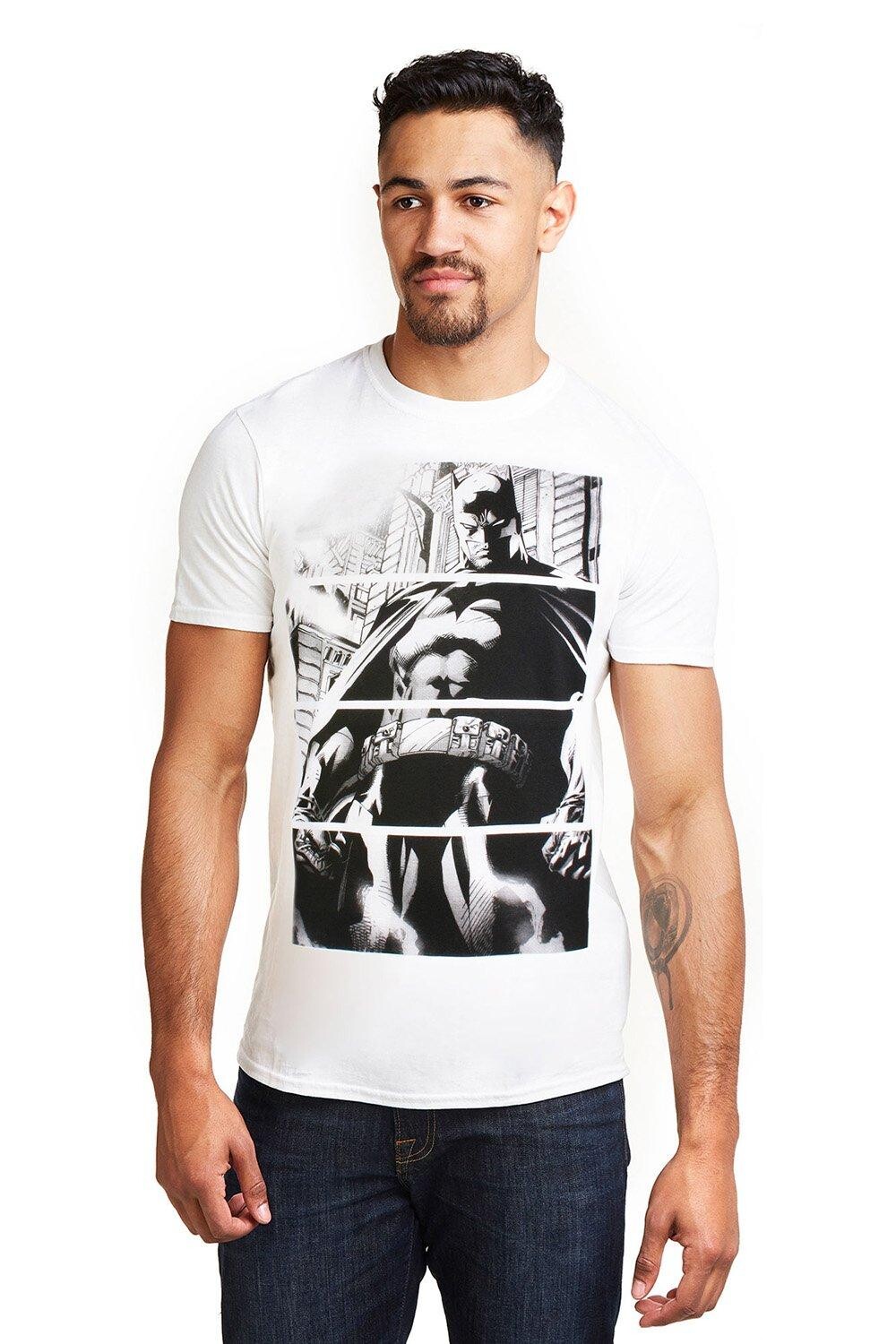 Хлопковая футболка с панелями «Бэтмен» DC Comics, белый 
Хлопковая футболка с панелями «Бэтмен» DC Comics, белый