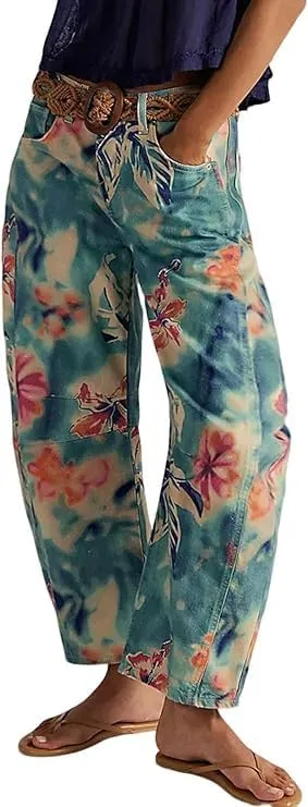 Женские бочкообразные джинсы с цветочным принтом
Женские бочкообразные джинсы с цветочным принтом