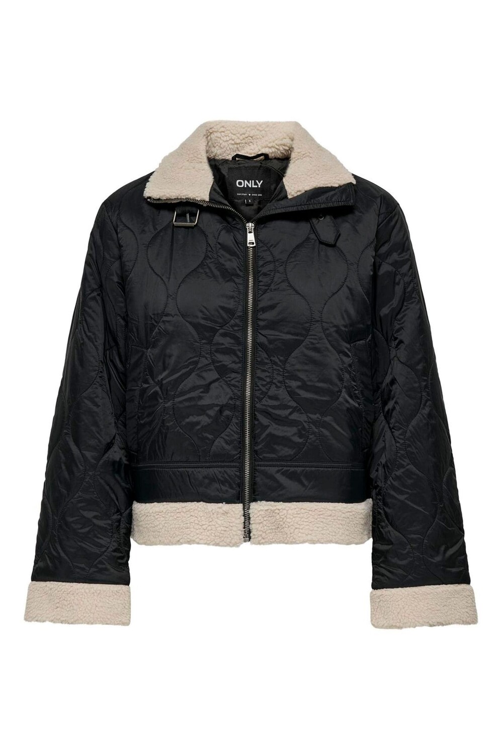 Стеганая куртка из борга Only, черный 
Стеганая куртка из борга Only, черный