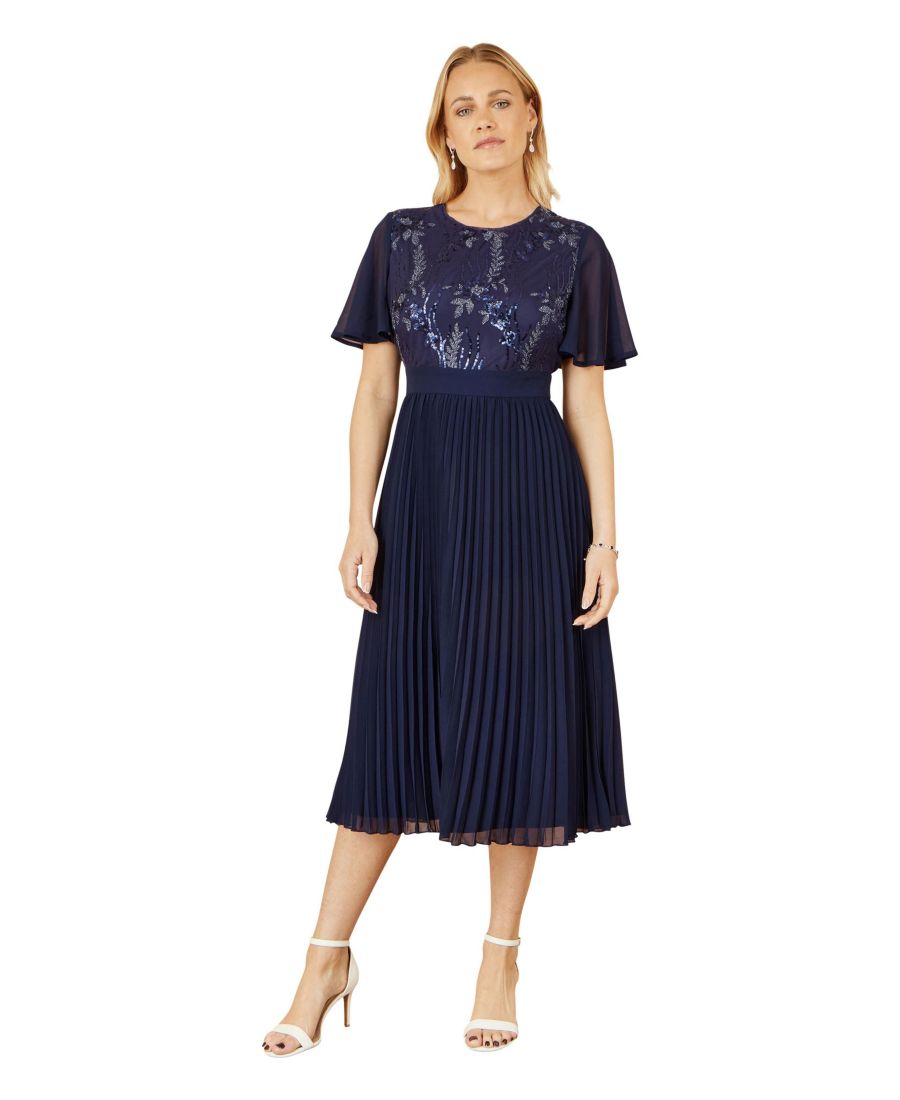 Женское плиссированное платье миди, украшенное пайетками Yumi, Navy
Женское плиссированное платье миди, украшенное пайетками Yumi, Navy